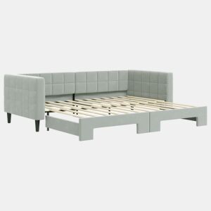 Sofá-cama, Sofá conversível com gavetão 90x200 cm veludo cinzento-claro