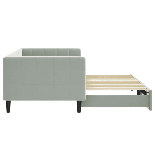 Sofá-cama, Sofá conversível com gavetão 90x200 cm veludo cinzento-claro Sofá-cama, Sofá conversível com gavetão 90x200 cm veludo cinzento-claro