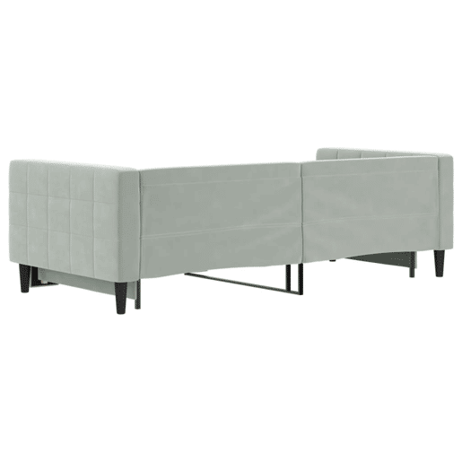Sofá-cama, Sofá conversível com gavetão 90x200 cm veludo cinzento-claro Sofá-cama, Sofá conversível com gavetão 90x200 cm veludo cinzento-claro