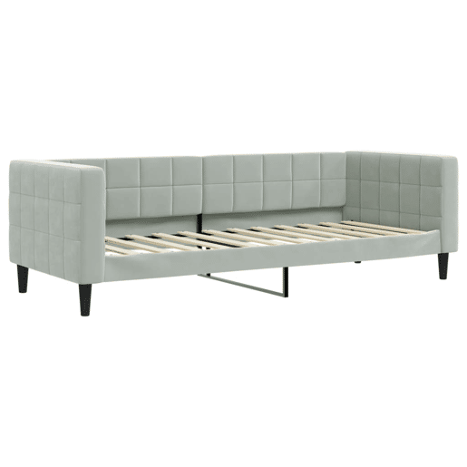 Sofá-cama, Sofá conversível com gavetão 90x200 cm veludo cinzento-claro Sofá-cama, Sofá conversível com gavetão 90x200 cm veludo cinzento-claro