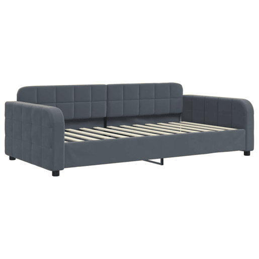 Sofá-cama, Sofá conversível c gavetão e gavetas 90x200 cm veludo cinzento-escuro Sofá-cama, Sofá conversível c gavetão e gavetas 90x200 cm veludo cinzento-escuro