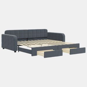 Sofá-cama, Sofá conversível c gavetão e gavetas 100x200cm veludo cinzento-escuro