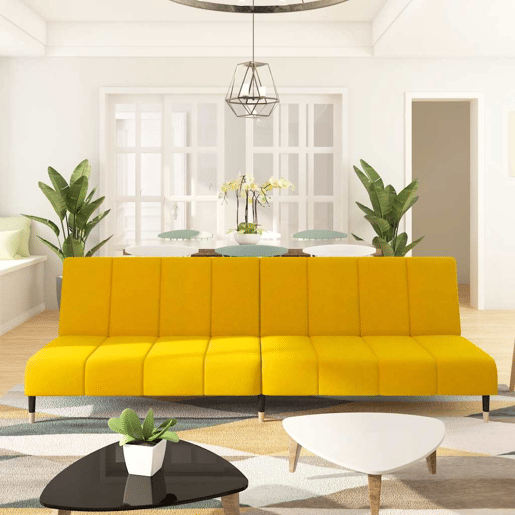 Sofá-cama, Sofá conversível de 2 lugares veludo amarelo
