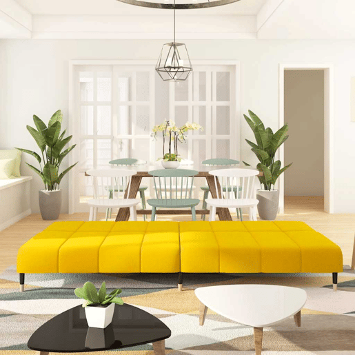 Sofá-cama, Sofá conversível de 2 lugares veludo amarelo