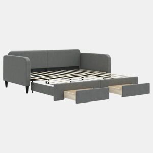 Sofá-cama, Sofá conversível c gavetão e gavetas 90x190 cm tecido cinzento-escuro