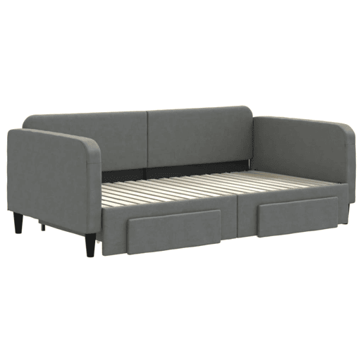 Sofá-cama, Sofá conversível c gavetão e gavetas 90x190 cm tecido cinzento-escuro