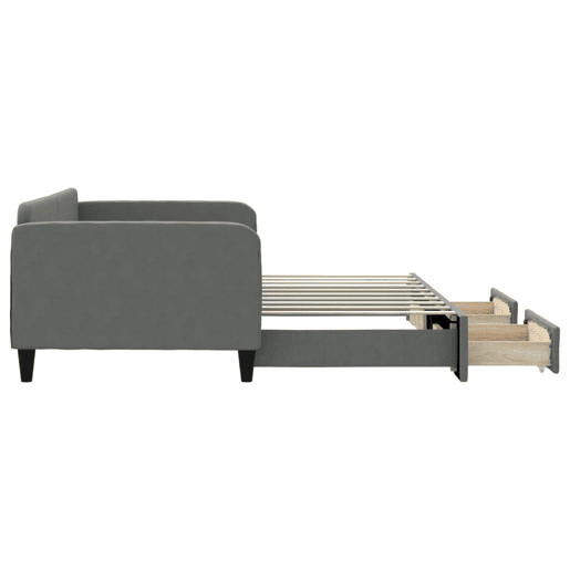Sofá-cama, Sofá conversível c gavetão e gavetas 90x190 cm tecido cinzento-escuro