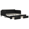 Sofá-cama, Sofá conversível com gavetão e gavetas 90x190 cm tecido preto
