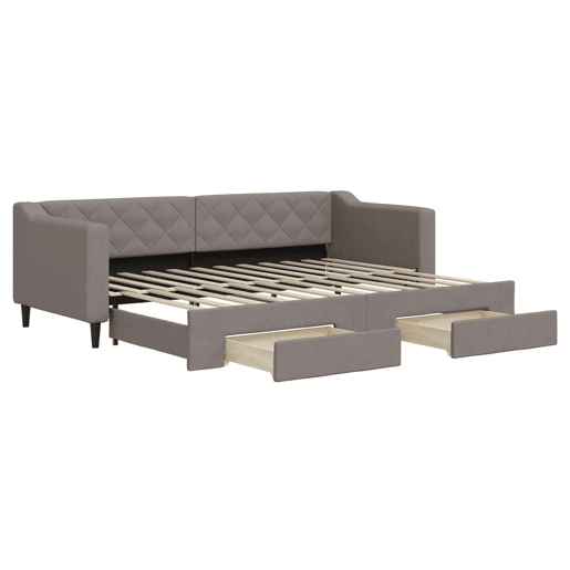 Sofá-cama, Sofá conversível c gavetãogavetas 80x200 cm tecido cinza-acastanhado Sofá-cama, Sofá conversível c gavetãogavetas 80x200 cm tecido cinza-acastanhado