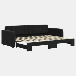 Sofá-cama, Sofá conversível com gavetão 80x200 cm veludo preto