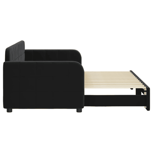 Sofá-cama, Sofá conversível com gavetão 80x200 cm veludo preto Sofá-cama, Sofá conversível com gavetão 80x200 cm veludo preto