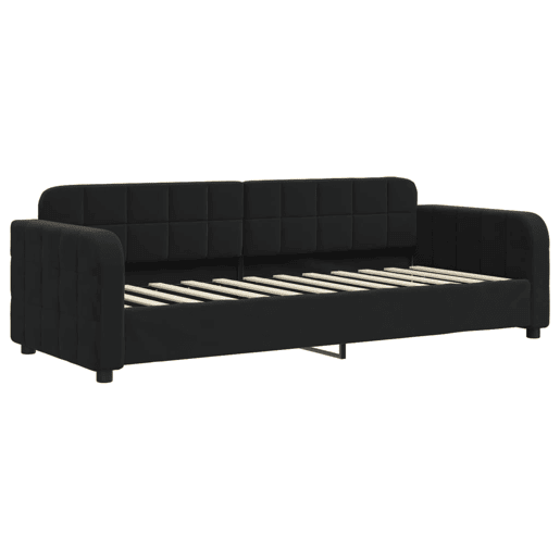 Sofá-cama, Sofá conversível com gavetão 80x200 cm veludo preto Sofá-cama, Sofá conversível com gavetão 80x200 cm veludo preto