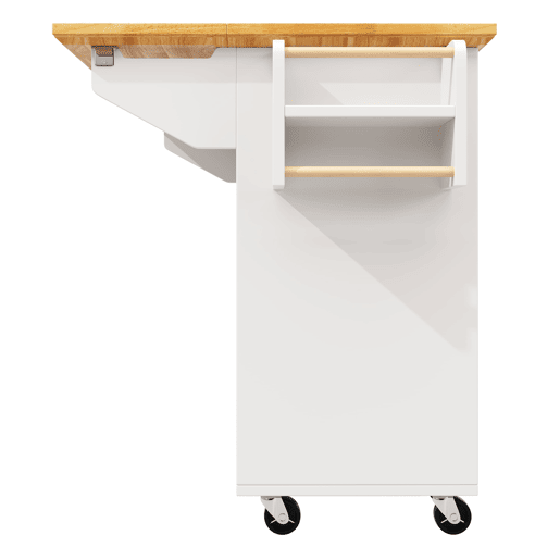 Ilha de cozinha 120x73x93 cm - Móvel com rodas, prateleira ajustável, 2 portas, 5 gavetas, branco Ilha de cozinha 120x73x93 cm - Móvel com rodas, prateleira ajustável, 2 portas, 5 gavetas, branco
