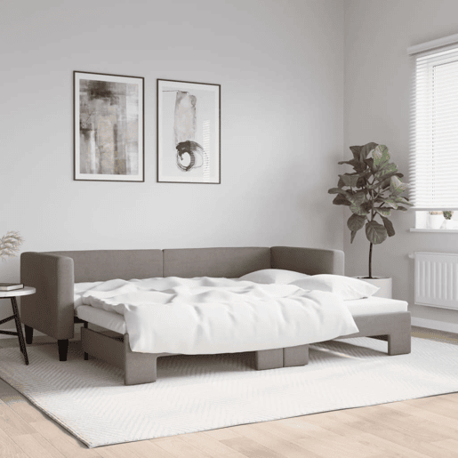 Sofá-cama, Sofá conversível com gavetão 80x200 cm tecido cinzento-acastanhado Sofá-cama, Sofá conversível com gavetão 80x200 cm tecido cinzento-acastanhado