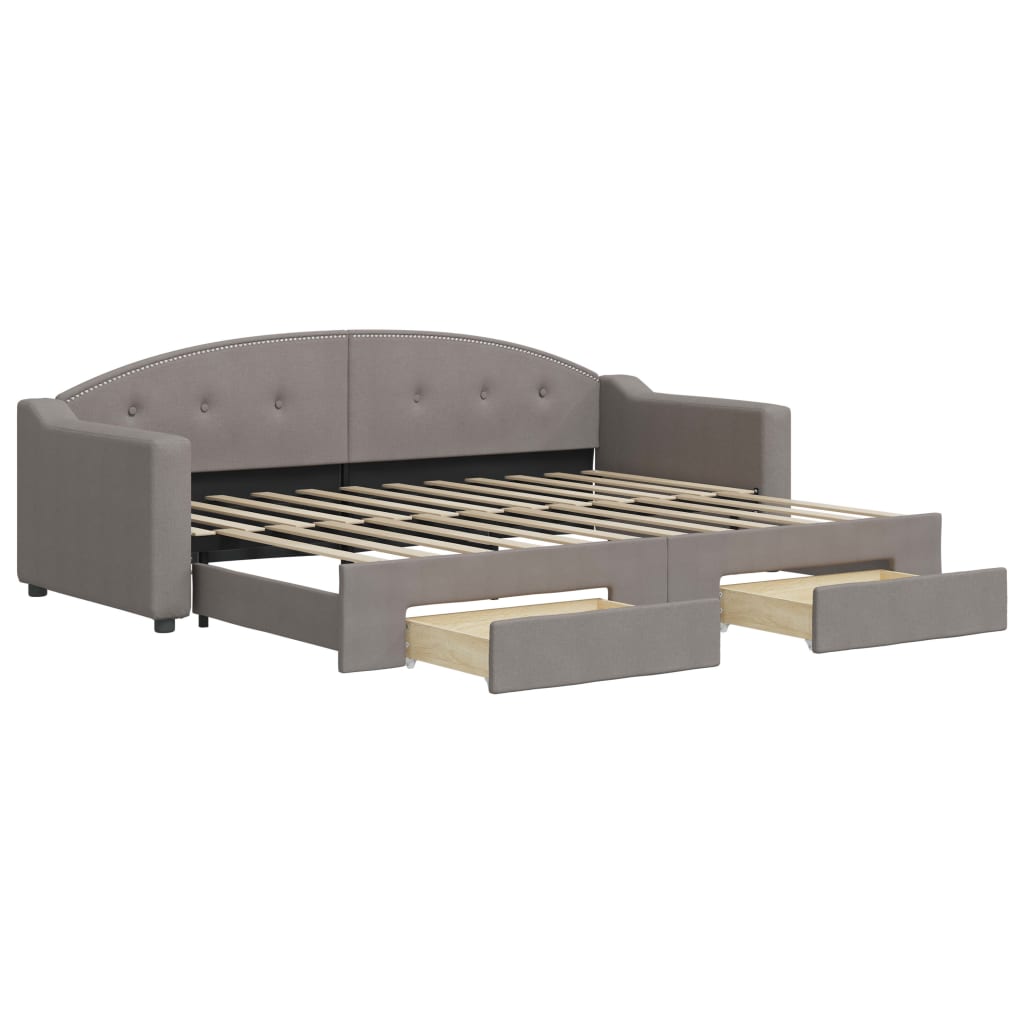 Sofá cama - sofá convertible nido con cajones tela gris taupe 80x200 cm