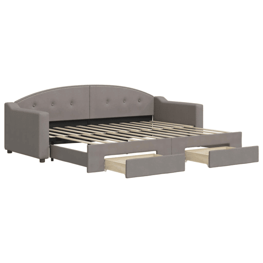 Sofá-cama, Sofá conversível c gavetãogavetas 80x200 cm tecido cinza-acastanhado