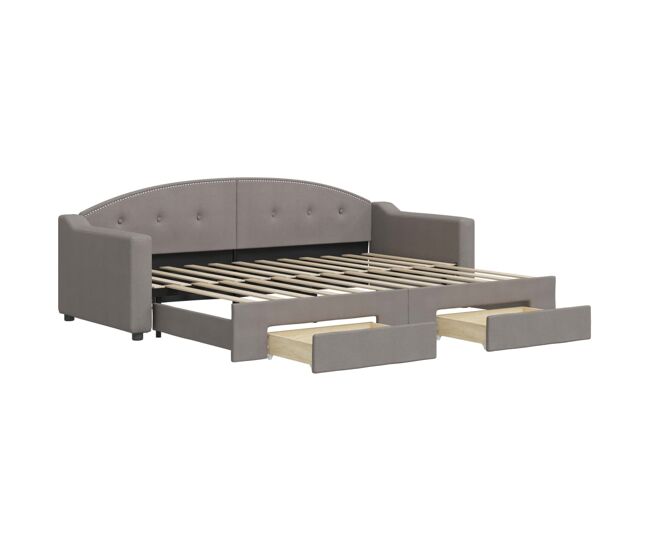 Sofá cama - sofá convertible nido con cajones tela gris taupe 80x200 cm