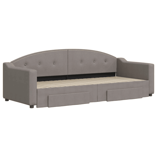 Sofá-cama, Sofá conversível c gavetãogavetas 80x200 cm tecido cinza-acastanhado