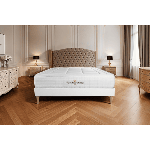 Conjunto de Estrado Branco + Colchão ROYAL PALACE BEDDING Balmoral (120x195 cm - Espuma Viscoelástica- Altura: 24 cm)