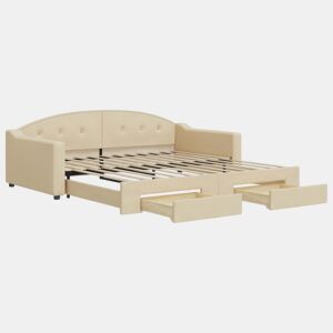 Sofá-cama, Sofá conversível com gavetão e gavetas 100x200 cm tecido cor creme