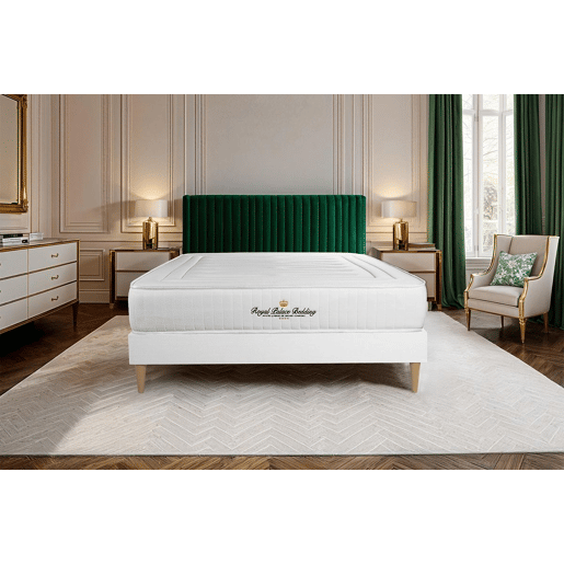 Pack sommier em kit branco com colchão LANCASTER 150x200cm - Altura : 22 cm - Molas ensacadas e viscoelástico - Firmeza : Alta com 3 Zona de firmeza
