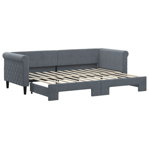 Sofá-cama, Sofá conversível com gavetão 80x200 cm veludo cinzento-escuro