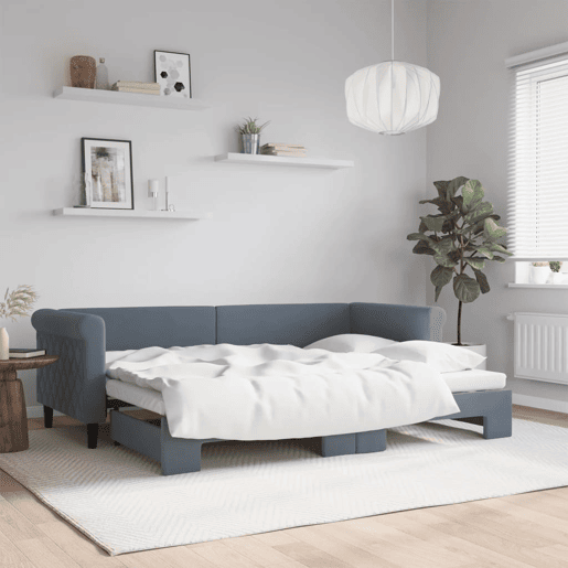 Sofá-cama, Sofá conversível com gavetão 80x200 cm veludo cinzento-escuro