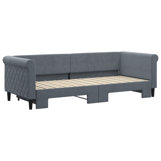 Sofá-cama, Sofá conversível com gavetão 80x200 cm veludo cinzento-escuro