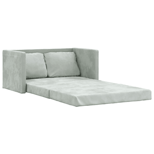 Sofá-cama, Sofá conversível sem pés 122x204x55 cm veludo cinzento-claro