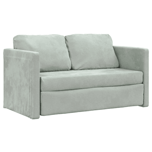 Sofá-cama, Sofá conversível sem pés 122x204x55 cm veludo cinzento-claro