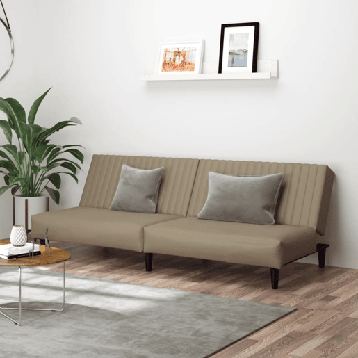 Sofá-cama, Sofá conversível de 2 lugares couro artificial cappuccino Sofá-cama, Sofá conversível de 2 lugares couro artificial cappuccino