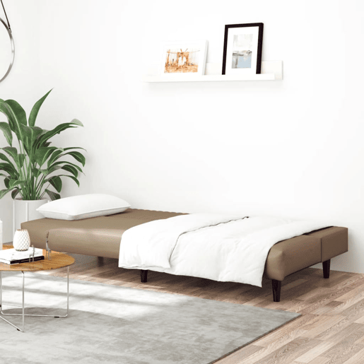 Sofá-cama, Sofá conversível de 2 lugares couro artificial cappuccino Sofá-cama, Sofá conversível de 2 lugares couro artificial cappuccino