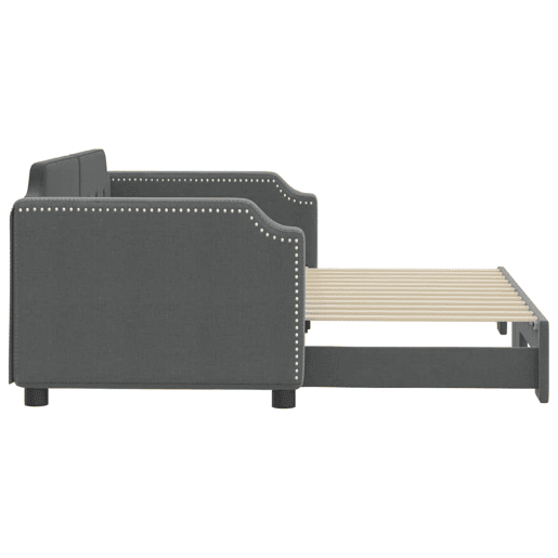 Sofá-cama, Sofá conversível com gavetão 90x200 cm tecido cinzento-escuro Sofá-cama, Sofá conversível com gavetão 90x200 cm tecido cinzento-escuro