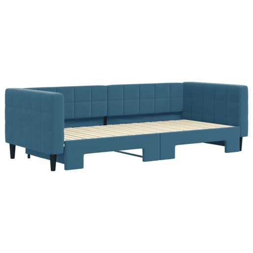 Sofá-cama, Sofá conversível com gavetão 90x200 cm veludo azul