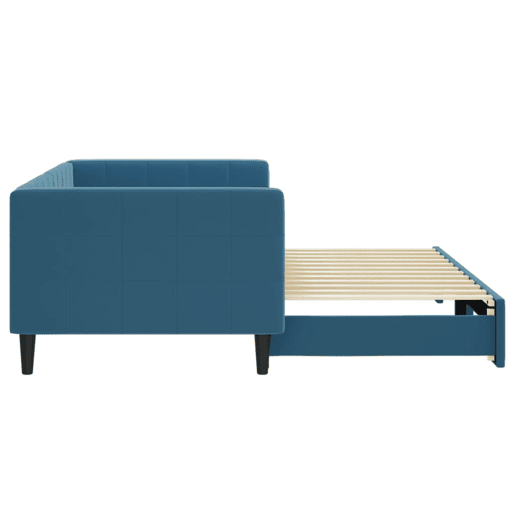 Sofá-cama, Sofá conversível com gavetão 90x200 cm veludo azul