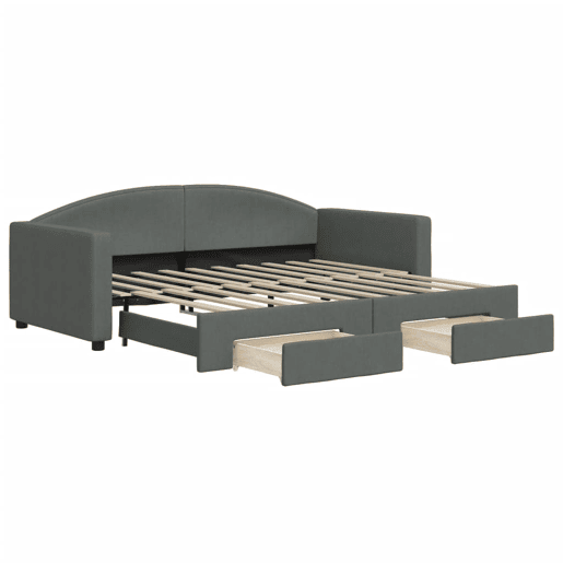 Sofá-cama, Sofá conversível c gavetão e gavetas 90x190 cm tecido cinzento-escuro
