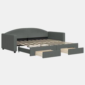 Sofá-cama, Sofá conversível c gavetão e gavetas 90x190 cm tecido cinzento-escuro