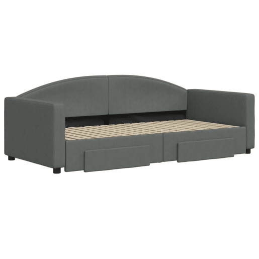 Sofá-cama, Sofá conversível c gavetão e gavetas 90x190 cm tecido cinzento-escuro
