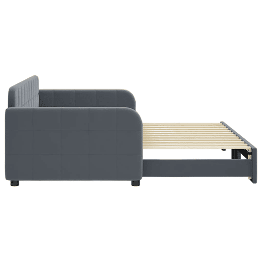Sofá-cama, Sofá conversível com gavetão 90x200 cm veludo cinzento-escuro Sofá-cama, Sofá conversível com gavetão 90x200 cm veludo cinzento-escuro