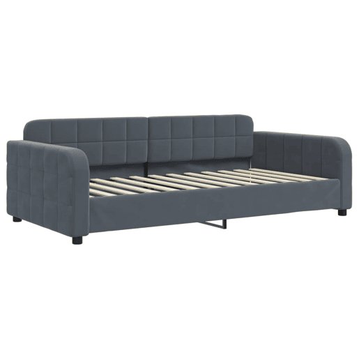 Sofá-cama, Sofá conversível com gavetão 90x200 cm veludo cinzento-escuro Sofá-cama, Sofá conversível com gavetão 90x200 cm veludo cinzento-escuro