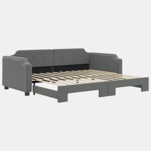 Sofá-cama, Sofá conversível com gavetão 100x200 cm tecido cinzento-escuro