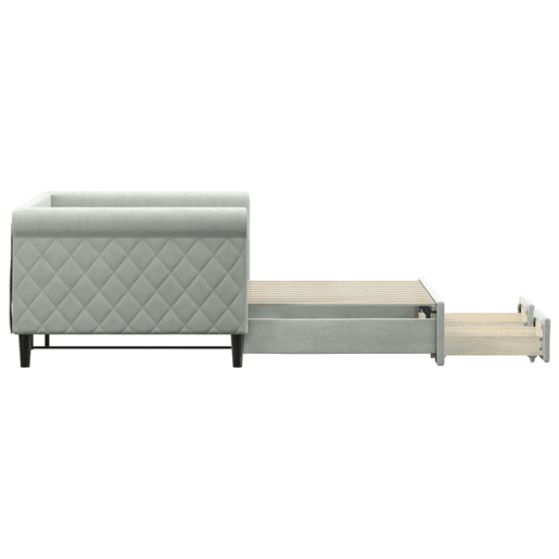 Sofá-cama, Sofá conversível c gavetão e gavetas 90x200 cm veludo cinzento-claro Sofá-cama, Sofá conversível c gavetão e gavetas 90x200 cm veludo cinzento-claro
