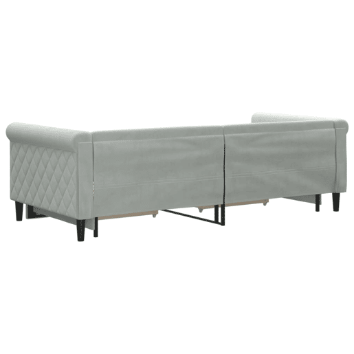 Sofá-cama, Sofá conversível c gavetão e gavetas 90x200 cm veludo cinzento-claro Sofá-cama, Sofá conversível c gavetão e gavetas 90x200 cm veludo cinzento-claro