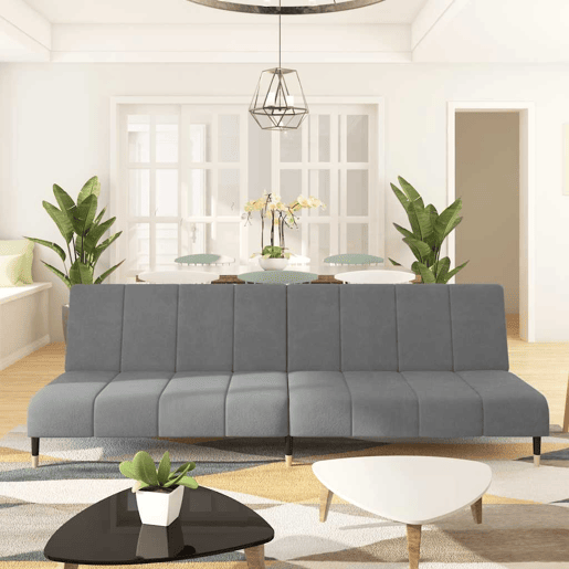 Sofá-cama, Sofá conversível de 2 lugares veludo cinzento-claro