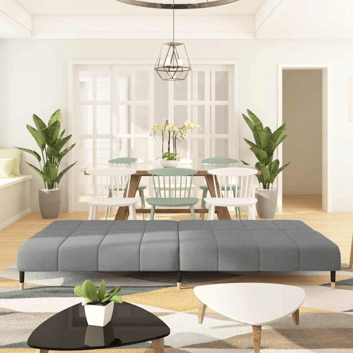 Sofá-cama, Sofá conversível de 2 lugares veludo cinzento-claro