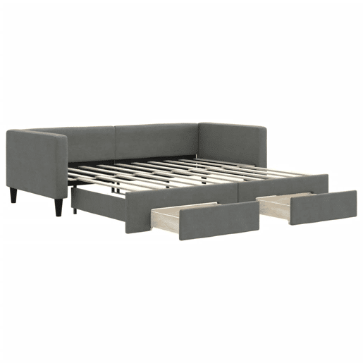 Sofá-cama, Sofá conversível c gavetão e gavetas 90x190 cm tecido cinzento-escuro Sofá-cama, Sofá conversível c gavetão e gavetas 90x190 cm tecido cinzento-escuro