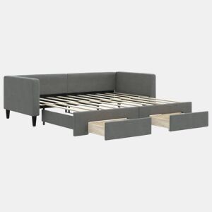 Sofá-cama, Sofá conversível c gavetão e gavetas 90x190 cm tecido cinzento-escuro