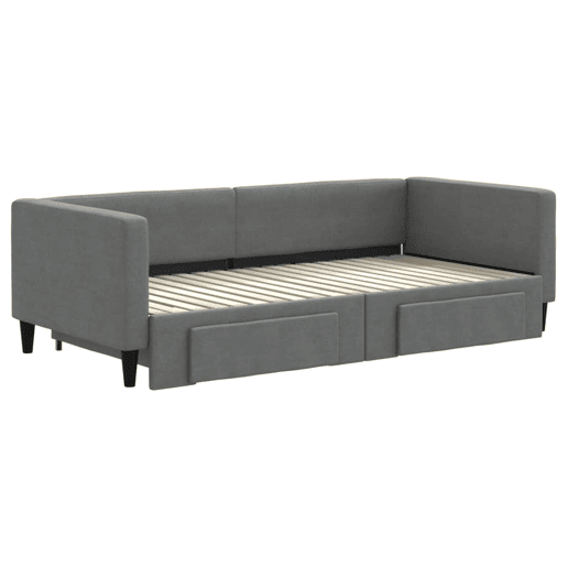 Sofá-cama, Sofá conversível c gavetão e gavetas 90x190 cm tecido cinzento-escuro Sofá-cama, Sofá conversível c gavetão e gavetas 90x190 cm tecido cinzento-escuro