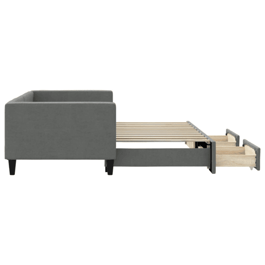 Sofá-cama, Sofá conversível c gavetão e gavetas 90x190 cm tecido cinzento-escuro Sofá-cama, Sofá conversível c gavetão e gavetas 90x190 cm tecido cinzento-escuro
