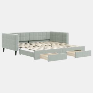 Sofá-cama, Sofá conversível c gavetão e gavetas 100x200 cm veludo cinzento-claro